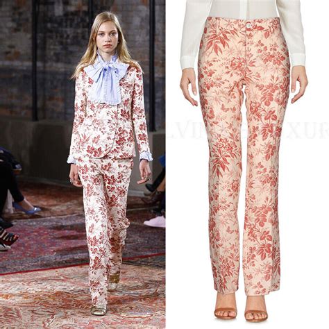 gucci pants floral herbarium print linen trousers|gucci sweatpants for women.